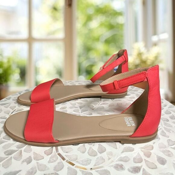 Eileen Fisher $139 Z4062* Razz Ankle Strap Sandal Watermelon Women's - Picture 7 of 16